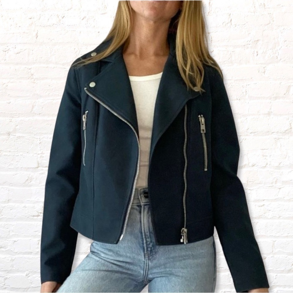 Forever 21 Grey Faux Suede Moto Jacket sz S